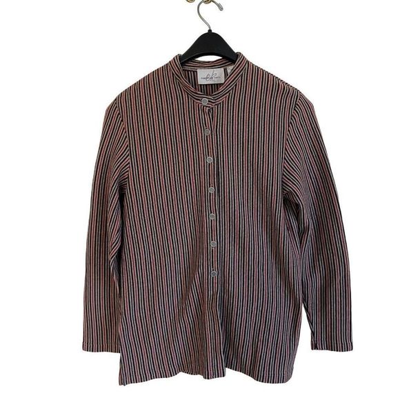 EK European Knits Sweater Vintage Cardigan Striped XL 65% Polyester 35% Cotton - Picture 1 of 4